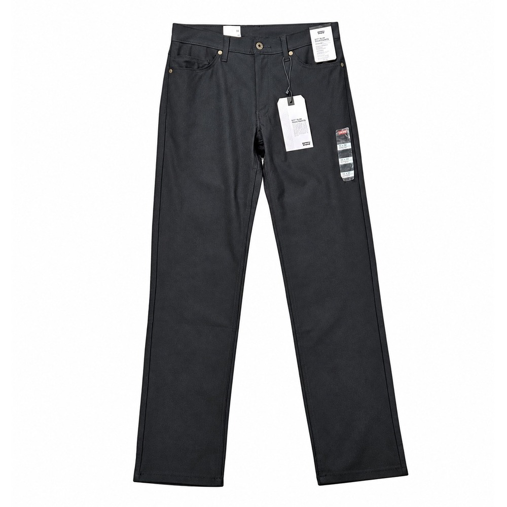 Levi's 511 Slim Tech Pants Mens 32x32 Black Solid Stretch Cooling UPF 50+ NWT